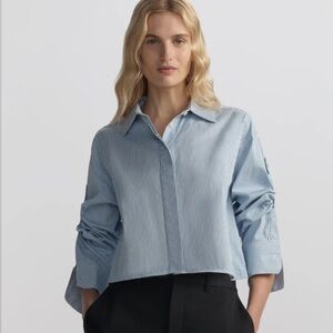 NWT A.L.C. Maude Cropped Cotton Stripe Shirt